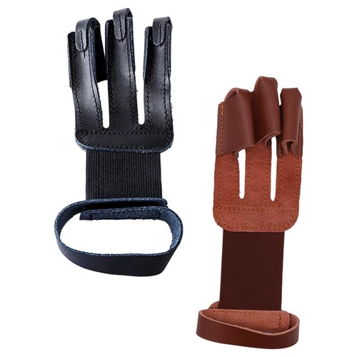 Gant de tir à l'arc en cuir | Gants à trois doigts faits à la main