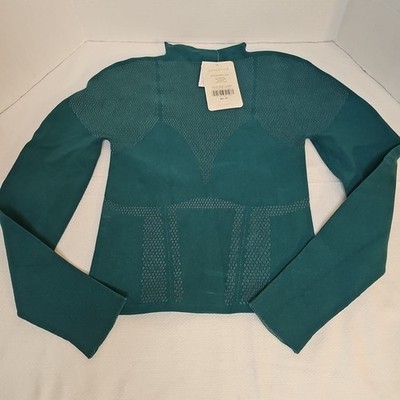 NWT Fabletics Peyton SculptKnit L/S Top Soft Pine Serenity Sz Med