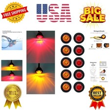 10x 34 In Round Led Clearence Light Front Rear Side Marker Indicators Light...