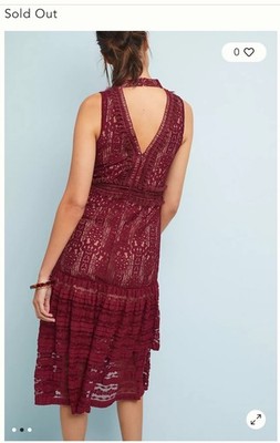 NWT Anthropologie Endless Rose Lindsay Lace Dress M Mock Neck Plunge Back $188
