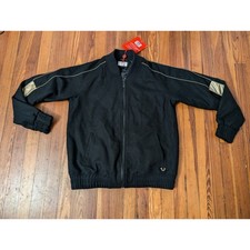 True Religion Black/Gold Mens Medium Varsity Jacket NWT