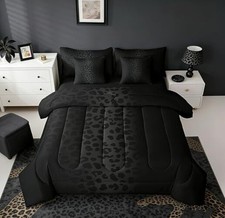 Size Black Bedding Set 7 Pieces Bed in a Bag, Cheetah Bedding Set Full Leopard