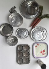 Vintage Children's Metal Play Dishes Lot Kitchen Mixed