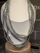Vtg 98  One Long Strand Of Silver Gray Freshwater Pearl Necklace
