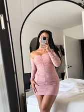 Damen One-Shoulder Minikleid kurz rosa Langar...