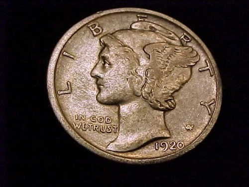 1920-D Mercury Dime, Fine Grade.