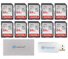 SanDisk 64GB 10 Pack Memory Card SD Ultra UHS-I Class 10 SDSDUNB-064G-GN6IN ...