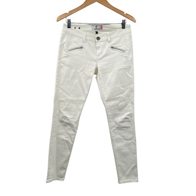 Cabi Womens Skinny Jeans Zip Pockets Low Rise Off White Size 4