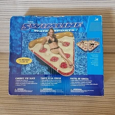 Swimline Inflatable Cherry Pie Slice Pool Float Raft 72" Head Rest Cup Holders