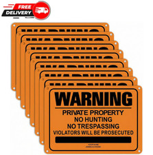 No Hunting No Trespassing Signs 8 Pack Reflective Metal Private Property Orange
