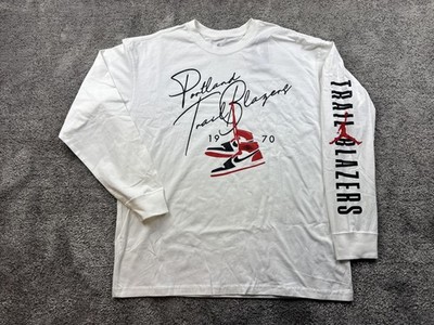 Portland Trail Blazers Shirt Mens Large White NBA Basketball Nike Long Sleeve