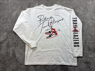 #ad Portland Trail Blazers Shirt Mens Large White NBA Basketball Nike Long Sleeve $27.19
