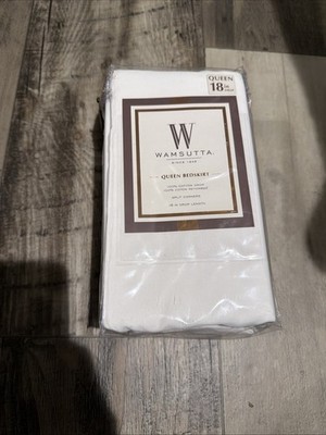 Wamsutta Queen Bedskirt 18  Drop 100% Cotton400 CT SPLIT CORNERS BRAND NEW WHITE