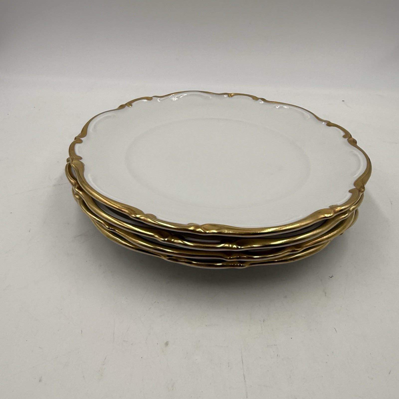 Mitterteich Bavaria Golden Lark Salad Plates 7.75" Set Lot of 4 Made in Germany