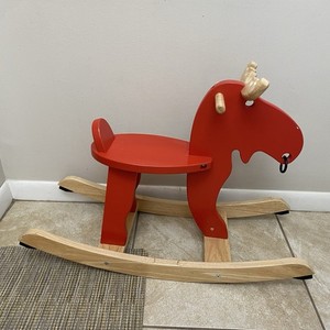 IKEA Ekorre Red ROCKING MOOSE Wooden Childs Rocking Horse RARE!