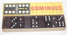 Vintage Halsam Dominoes Set No. 623 - Complete Double Six Game in Original Box