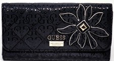 NEW Guess Women's Logo Embossed Flap Wallet Clutch Bag - Black