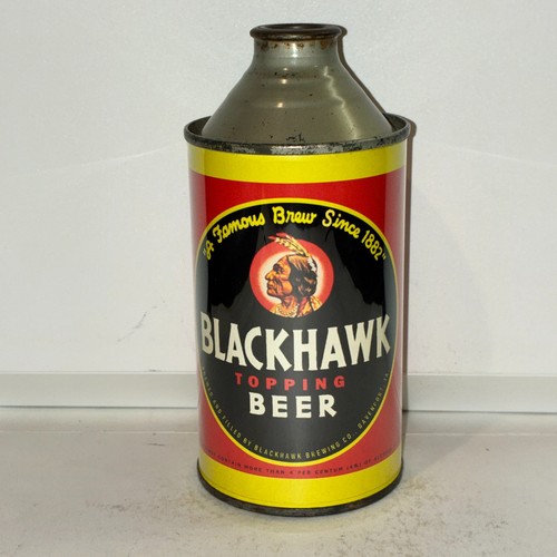 Blackhawk Topping NOVELTY / REPLICA cone top beer can, paper label