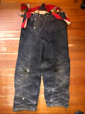 Authentic Vintage Firefighter Fireman Canvas Pants with Suspenders
