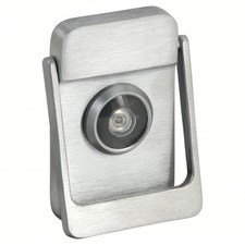 ROCKWOOD Door Knocker w/ Viewer, Satin Chrome, 190&deg; Viewing Angle - 614V.26D NIB