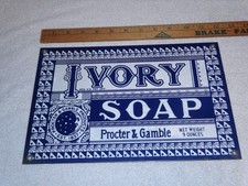 VINTAGE ANTIQUE ORIGINAL IVORY SOAP PROCTER & GAMBLE 12" PORCELAIN METAL  SIGN