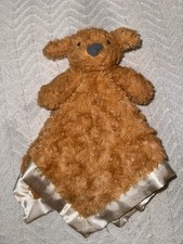 Cloud Island Brown Golden Doodle Puppy Dog Security Blanket Satin Baby Lovey
