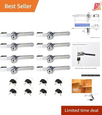 Glass Door Lock Zinc Alloy 8 Pack Keyed Alike for Display Cabinets Security
