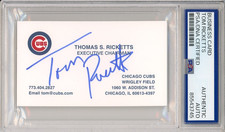 TOM RICKETTS CHICAGO CUBS SIGNED BUSINESS CARD AUTOGRAPHED PSA DNA CERTIFIED COA