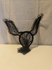 New Black Lace Bunny Ears With Veil Cosplay