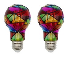 Led Stained Glass Bulb A19 3.5w 25w Equivalent Medium Base E26 Mosaic -2 Pack