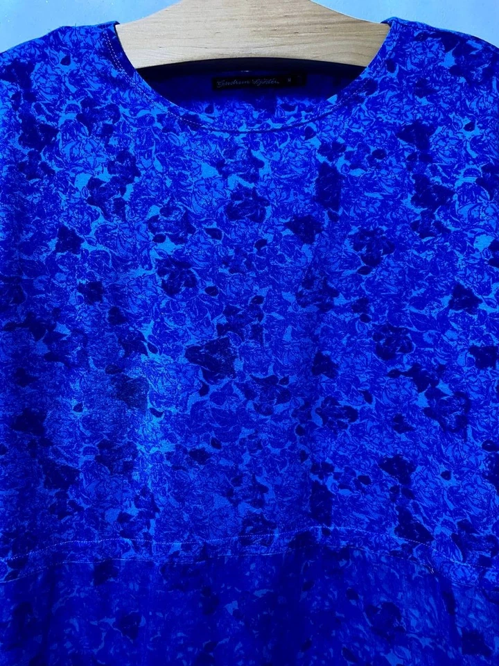Vestido Top Túnica Gudrun Sjoden M Azul Floral Lyocell Modal Boho Chic Foto 2 de 4
