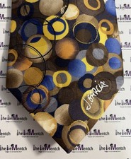 J. GARCIA Silk Brown Circles Design Adjustable Neck Tie 3.75  New Without Tags 