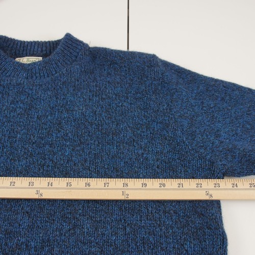 Vintage LL Bean Wool Blend Blue Knit Crew Neck Sweater Mens Sz L - Picture 3 of 8