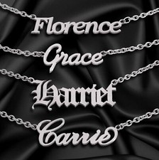 Personalised ANY NAME Necklace Custom Font Pendant Stainless Steel Nameplate