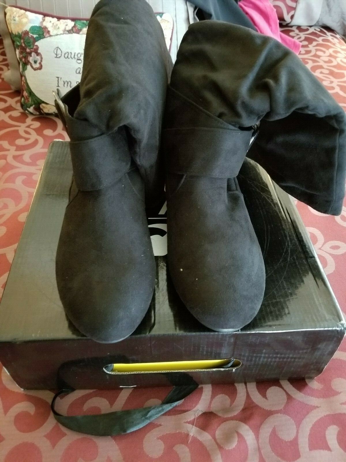 Sheik MidCalf Pocket Boot Candies 76AP Black size 8 1/2 Suede eBay