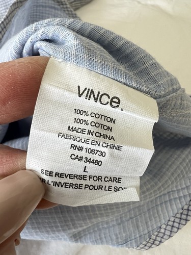 Vince | Men’s Large | Button Down Check Front Long Sleeve Cotton | As Is - Picture 6 of 11
