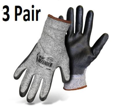 3 Pair of Cut Resistant Polyurethane Coated Gloves Boss Blade Defender