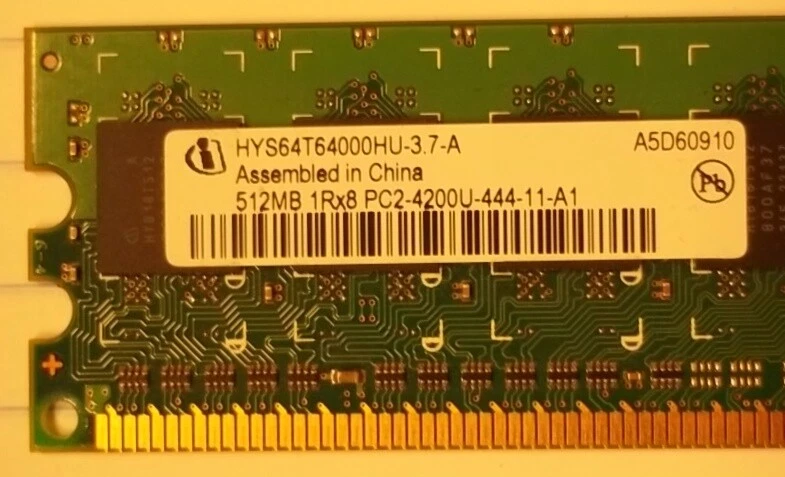 Infineon HYS64T64000GU-3.7-A 512MB PC2-4200 DDR2-533MHz non-ECC 240-Pin DIMM - Image 2 of 3