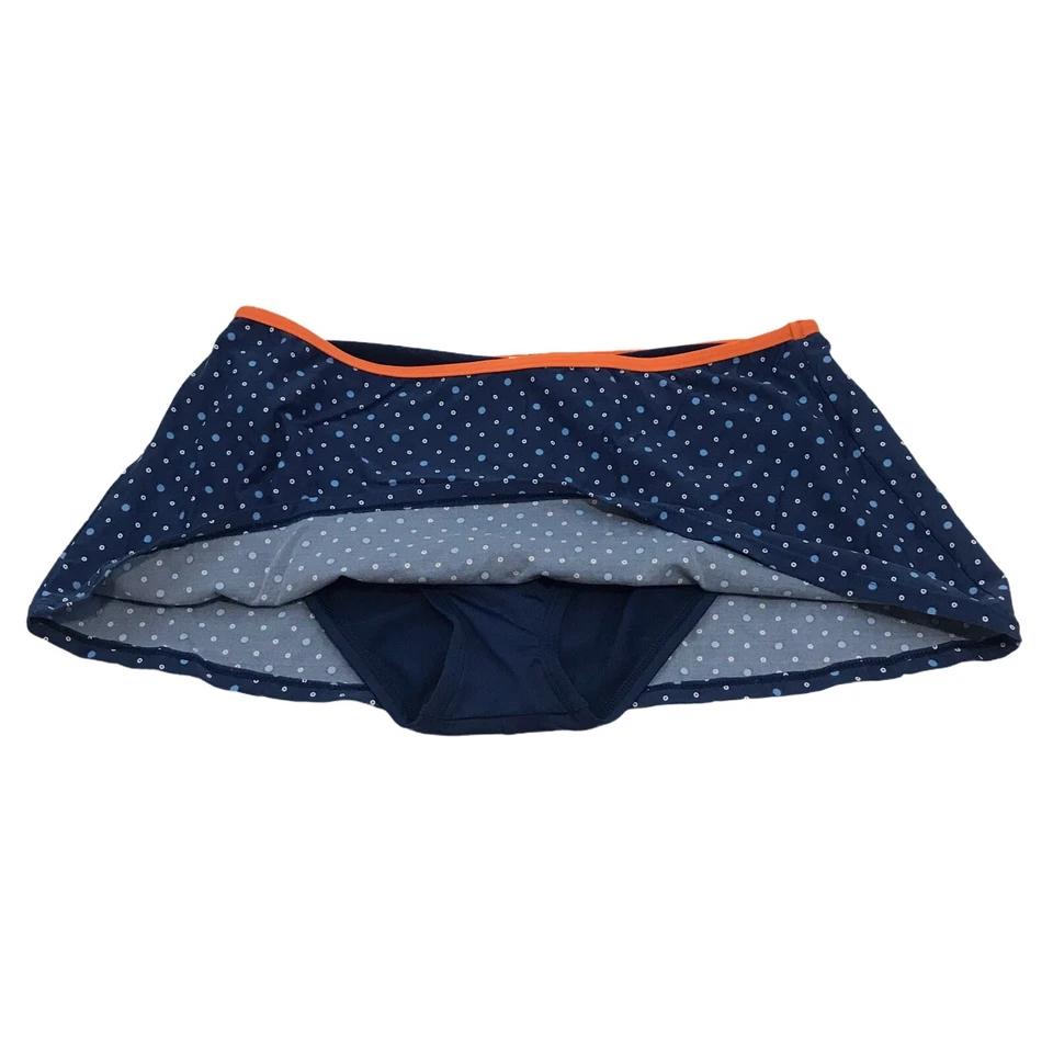 Falda de natación NAUTICA para mujer con parte inferior incorporada talla 6 azul marino lunares ribete naranja Foto 3 de 4