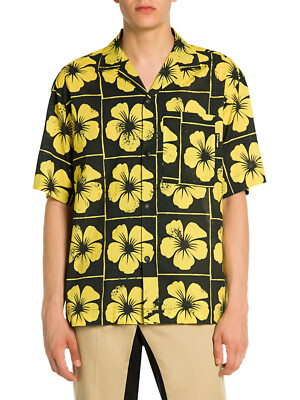PALM ANGELS Damier Floral Bowling Shirt Short Sleeve