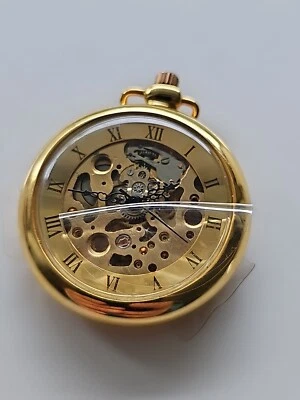Mechanische Skelett  Skeleton Taschenuhr Pocket Watch Läuft 3-8 - Bild 1 von 4
