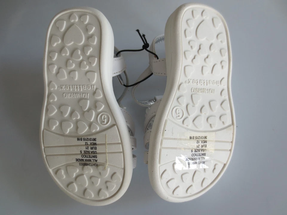 NUEVO Niña Niño 6 HEALTHTEX 18-24 meses Blanco Zapatos Sandalias Flores Foto 4 de 4