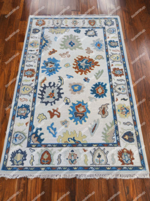 Hand Knotted Colorful Modern Oushak Rug Wool Rug For Living Room Bedroom Office