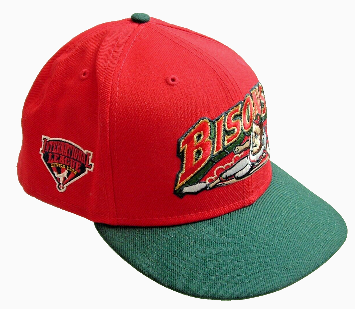Buffalo Bisons MLB New Era 7⅞ Baseball Cap Rare Red Black Side Patch VN Mint-image