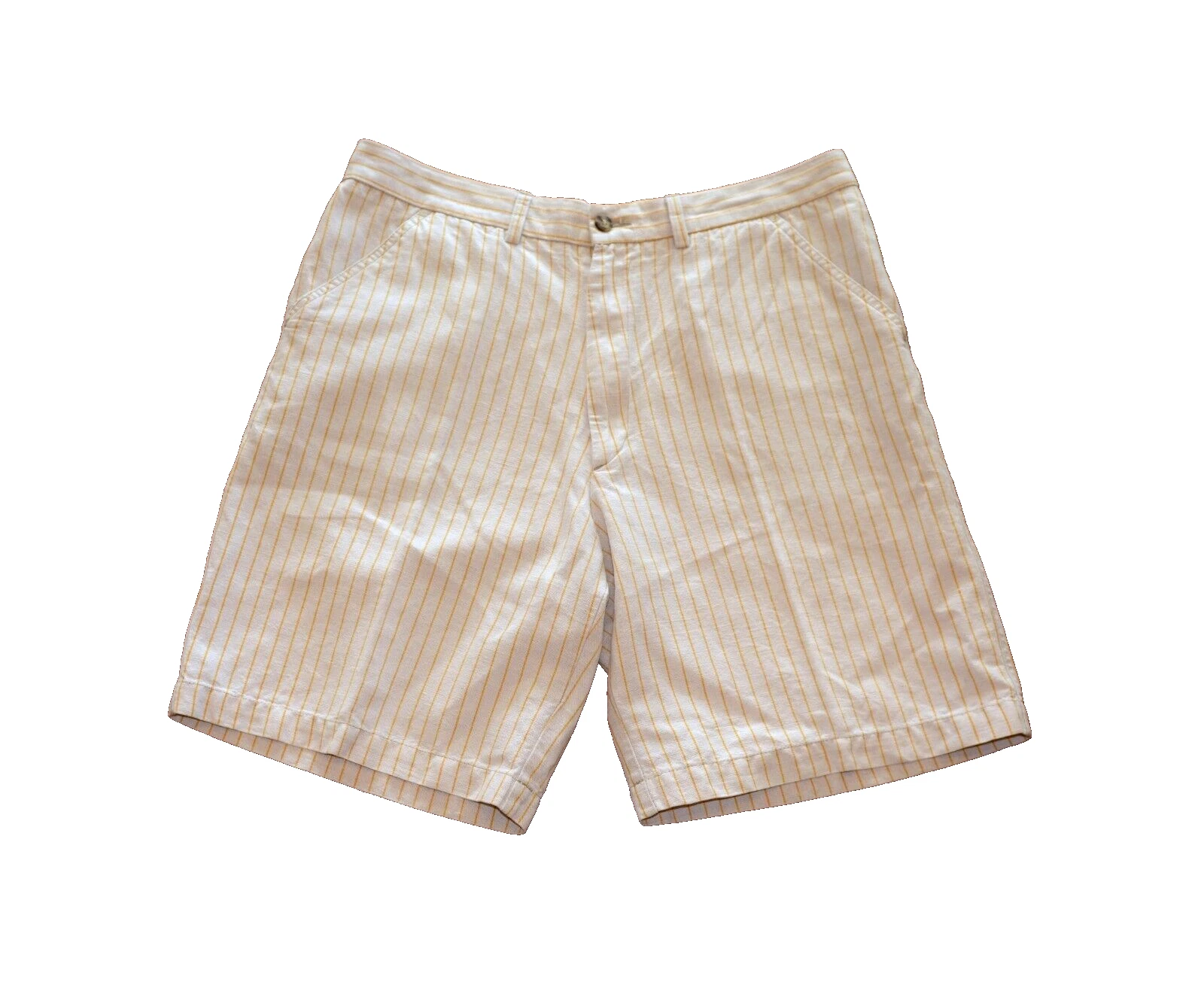 Emidio Tucci Sport Ladies Shorts Yellow Stripe Linen Blend Large