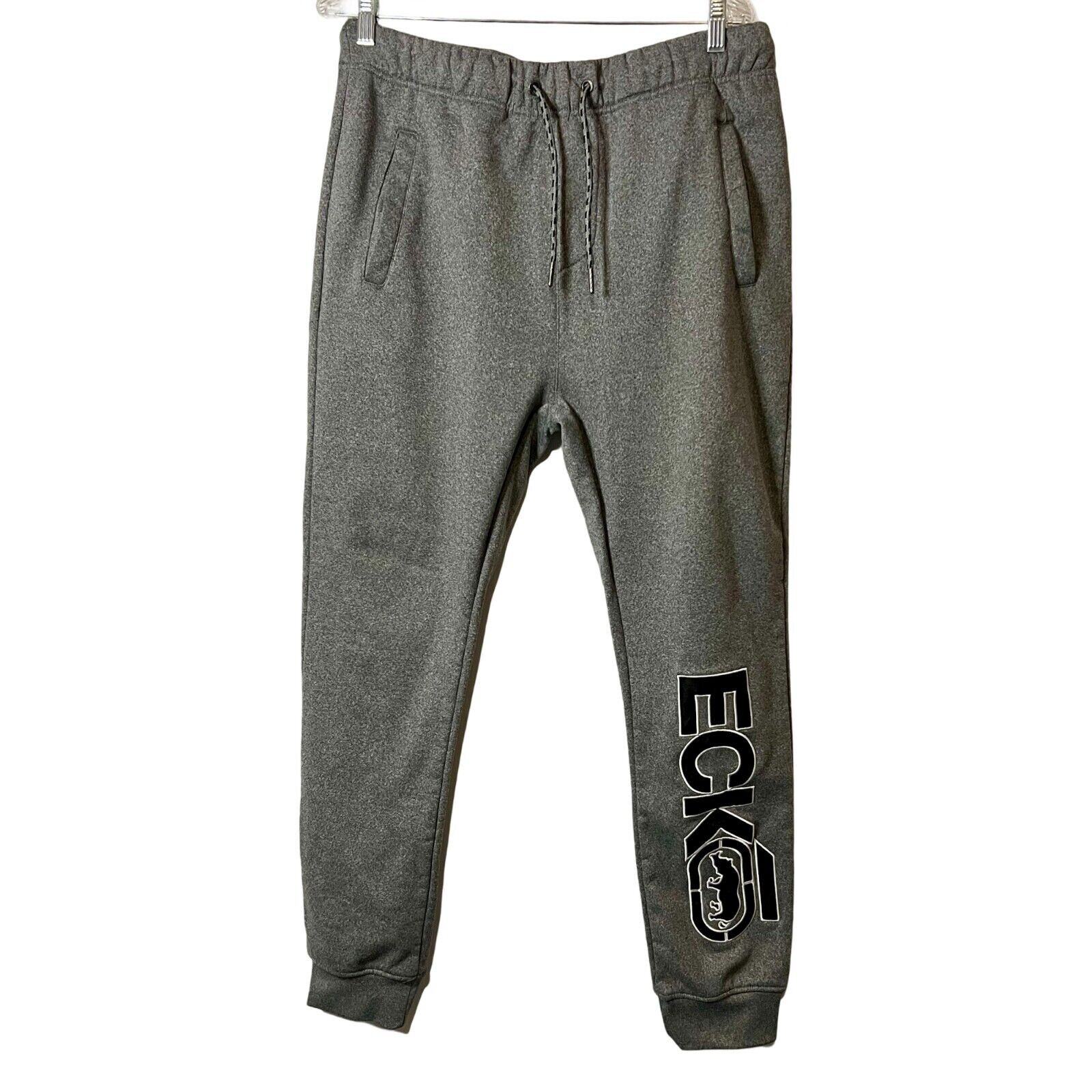 Ecko Joggers Mens Size L Gray Pull On Elastic Waist Tapered Leg Pockets Logo