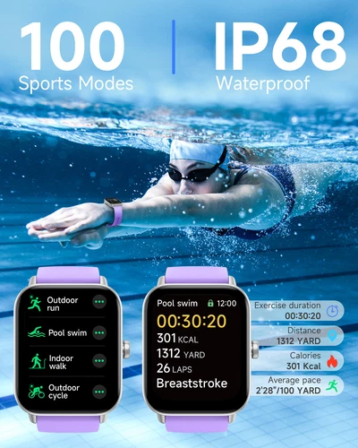 Smart Watch for Women Men for Android iOS, Alexa Built-in, 1.8 IP68 Waterproof