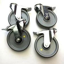 Lot of 4 Bosch Rexroth 3842524499 Clean Room Locking Heavy-Duty Casters, 125mm