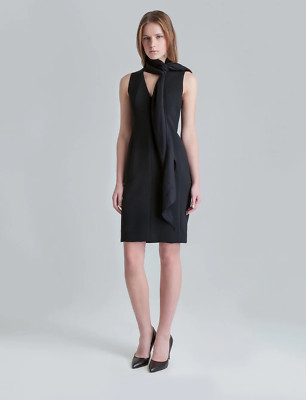 $1990. AKRIS Sleeveless V-Neck Double Face Wool Sheath Dress in Black Size 6 NWT