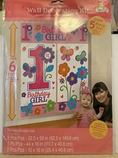 Amscan 1st Birthday Girl Pink Butterfly Decorating Kit Background Over 6ft Tall